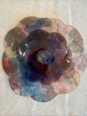 Authentic Vintage Chanel Multicolor Watercolor Camellia Brooch Pin